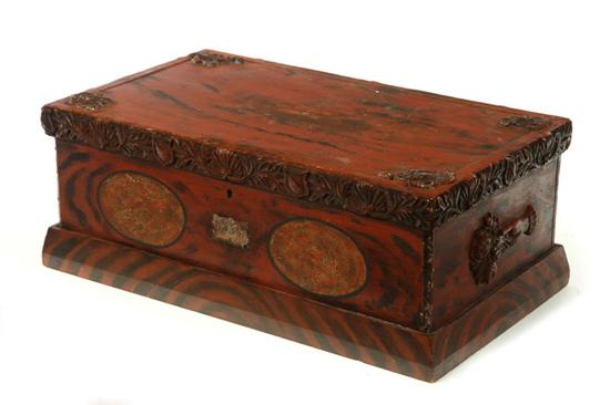 Appraisal: DECORATED BOX American nd half- th century pine Old grained