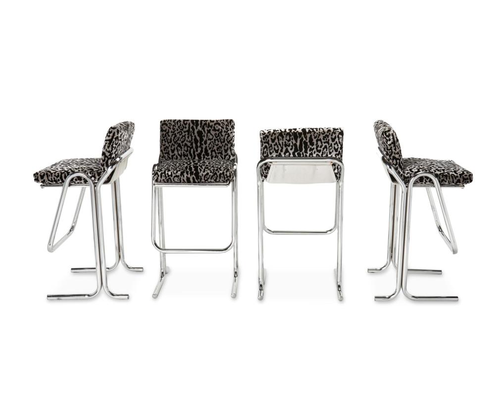 Appraisal: Milo Baughman - American A set of chrome bar stools