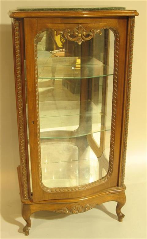 Appraisal: VICTORIAN OAK MARBLE TOP VITRINE The shaped top with marble