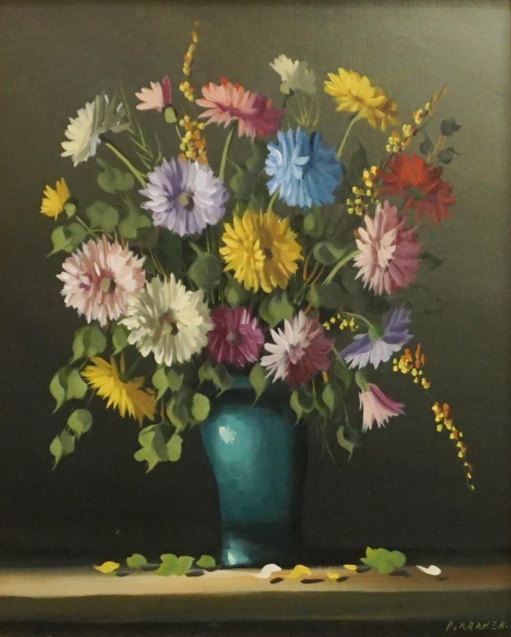 Appraisal: P KRAMER STILL LIFE OF FLOWERS OIL ON CANVAS SIGNED