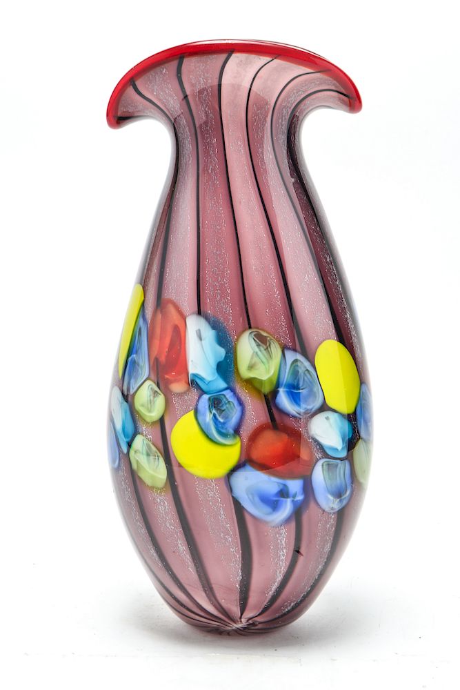 Appraisal: Italian Murano Art Glass Vase Signed Contemporary Italian Murano art