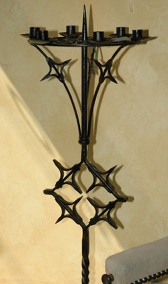 Appraisal: AN EARLY TH CENTURY FRENCH GOTHIC REVIVAL WROUGHT IRON CANDLE