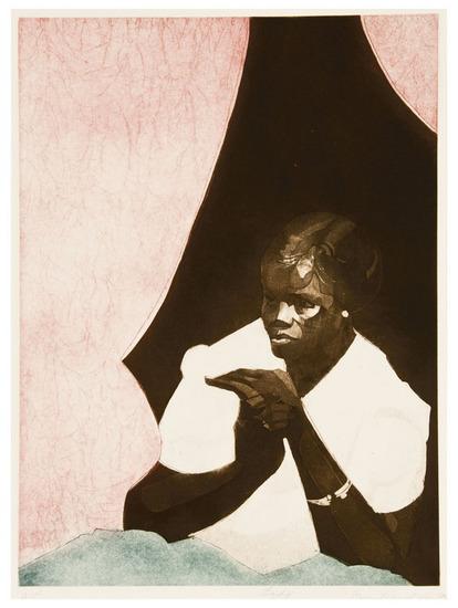 Appraisal: Ernest CRICHLOW Lady Intaglio on paper with aquatint x mm