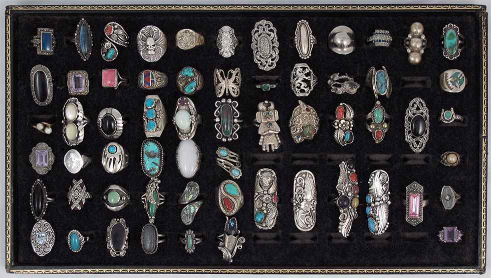 Appraisal: ESTATE COLLECTION OF STERLING RINGS Marcasite with colored stones and