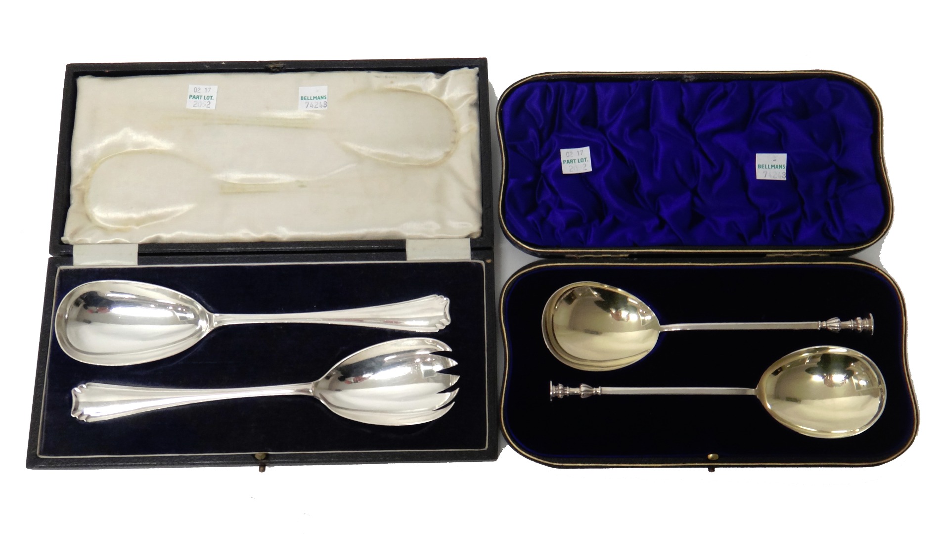 Appraisal: Silver comprising a pair of salad servers Sheffield cased and