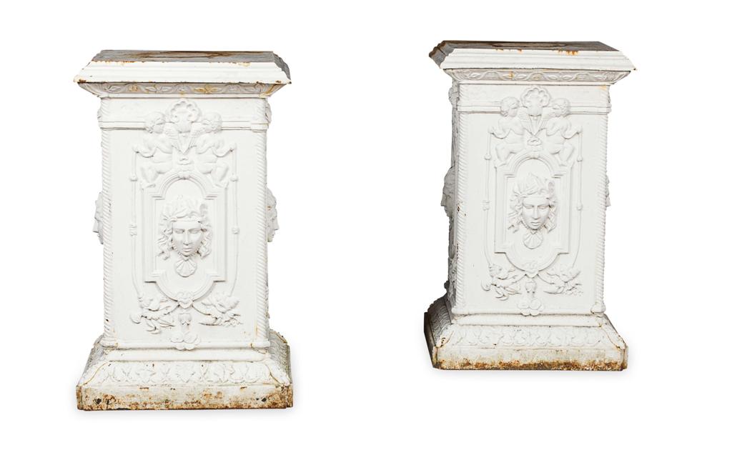 Appraisal: PAIR OF LARGE VICTORIAN PAINTED CAST IRON PEDESTALS LATE TH