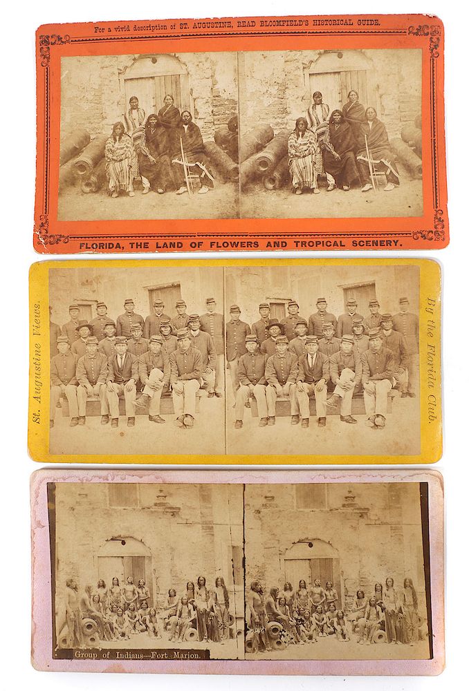 Appraisal: Native American Stereoviews Three b w photo stereoviews of a