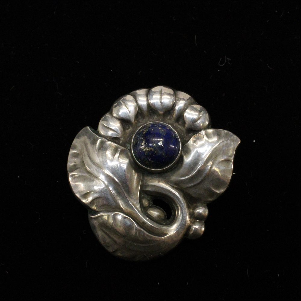 Appraisal: Georg Jensen Lapis Flower Pin A sterling silver Georg Jensen