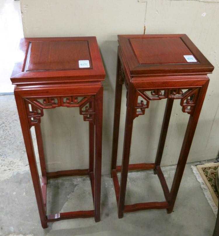 Appraisal: PAIR OF ROSEWOOD PLANT STANDS Chinese export th century each