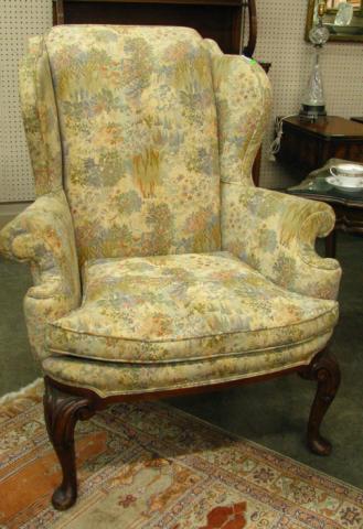 Appraisal: Queen Anne Style Wingback Chair with down filled seat cushion