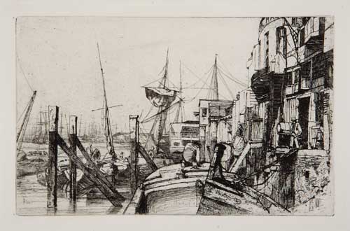 Appraisal: JAMES A M WHISTLER Limehouse Etching on antique cream laid