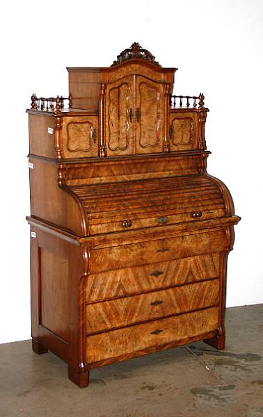 Appraisal: A Viennese Rococo Revival burl and walnut desk third quarter