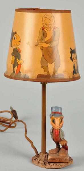 Appraisal: Syroco Wood Disney Jiminy Cricket Lamp Shade Description by Flexo