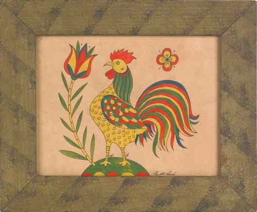 Appraisal: G B French watercolor on paper of a rooster signed