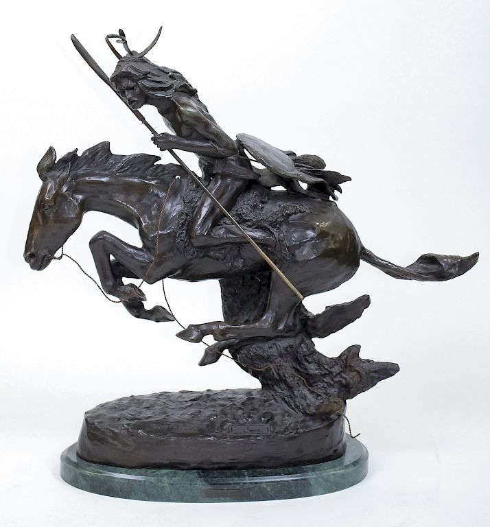 Appraisal: Remington American Indian Western Bronze Sculpture After Frederic Remington -