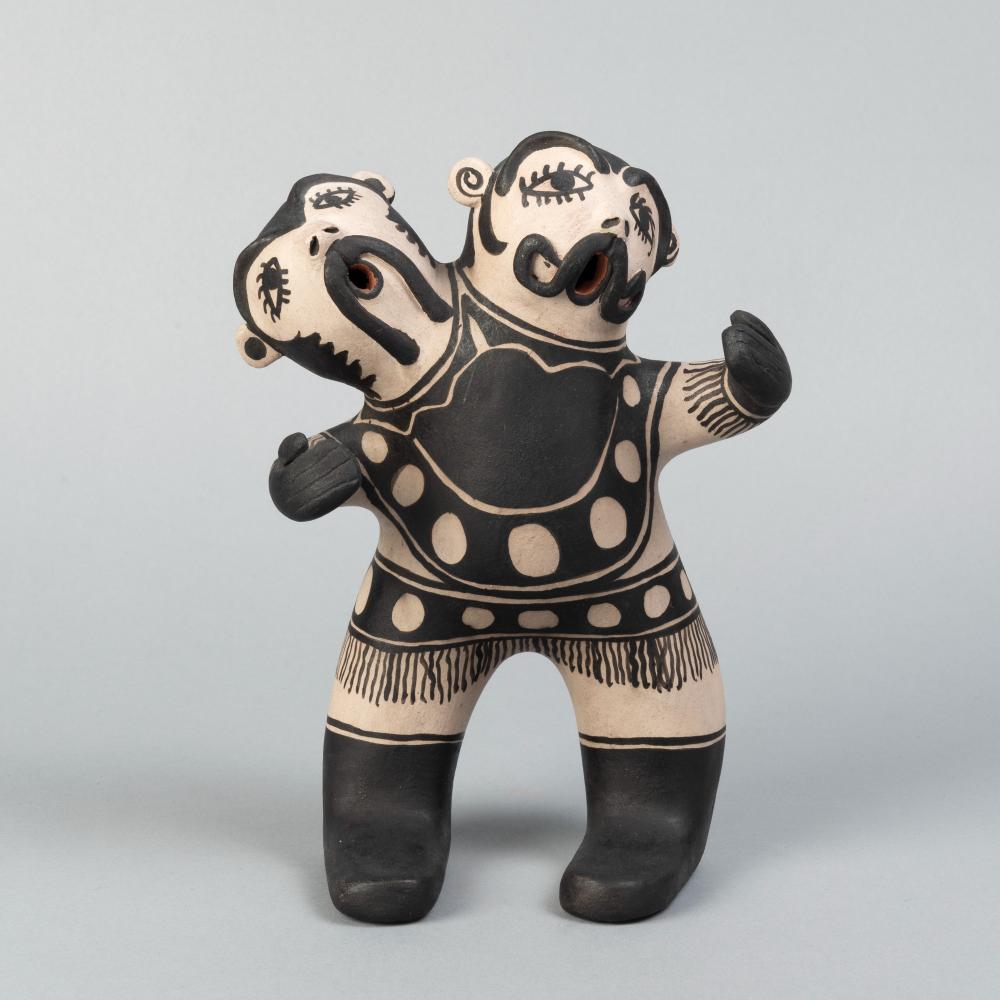 Appraisal: JUANITA INEZ ORTIZ TWO HEADED FIGURE CA Juanita Inez Ortiz