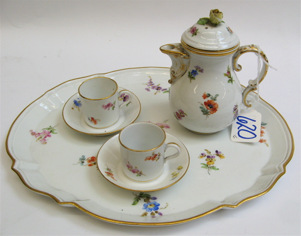 Appraisal: MEISSEN MINIATURE PORCELAIN TEA SET piece in multi-colored floral pattern