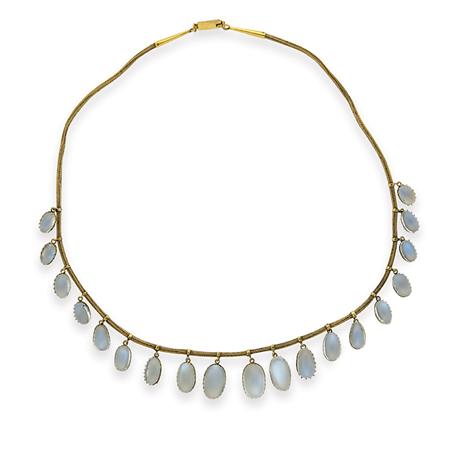 Appraisal: Antique Gold and Moonstone Fringe Necklace Estimate -