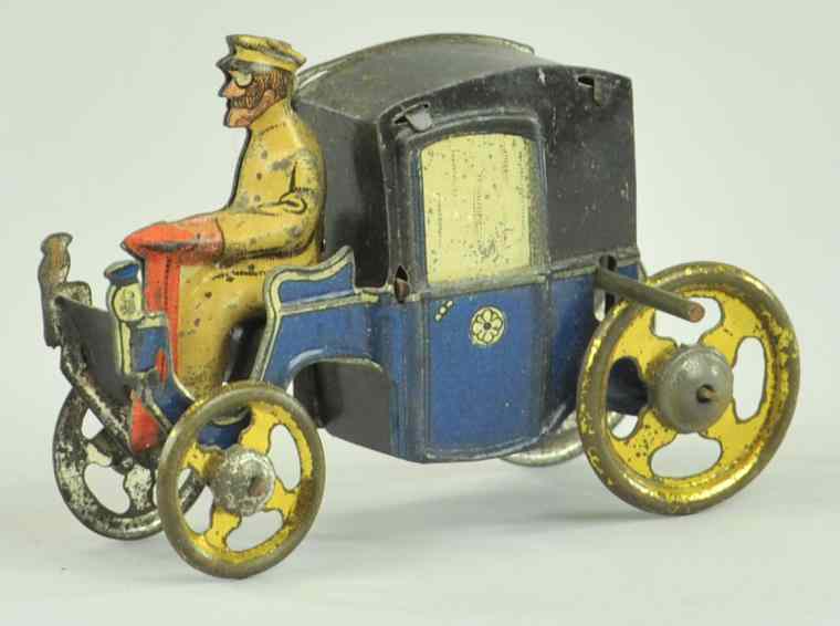 Appraisal: HORSELESS CARRIAGE PENNY TOY Georg Fischer Germany lithographed tin depicts