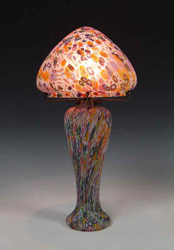 Appraisal: MILLEFIORI ART GLASS LAMP SHADE '' h overall Base x