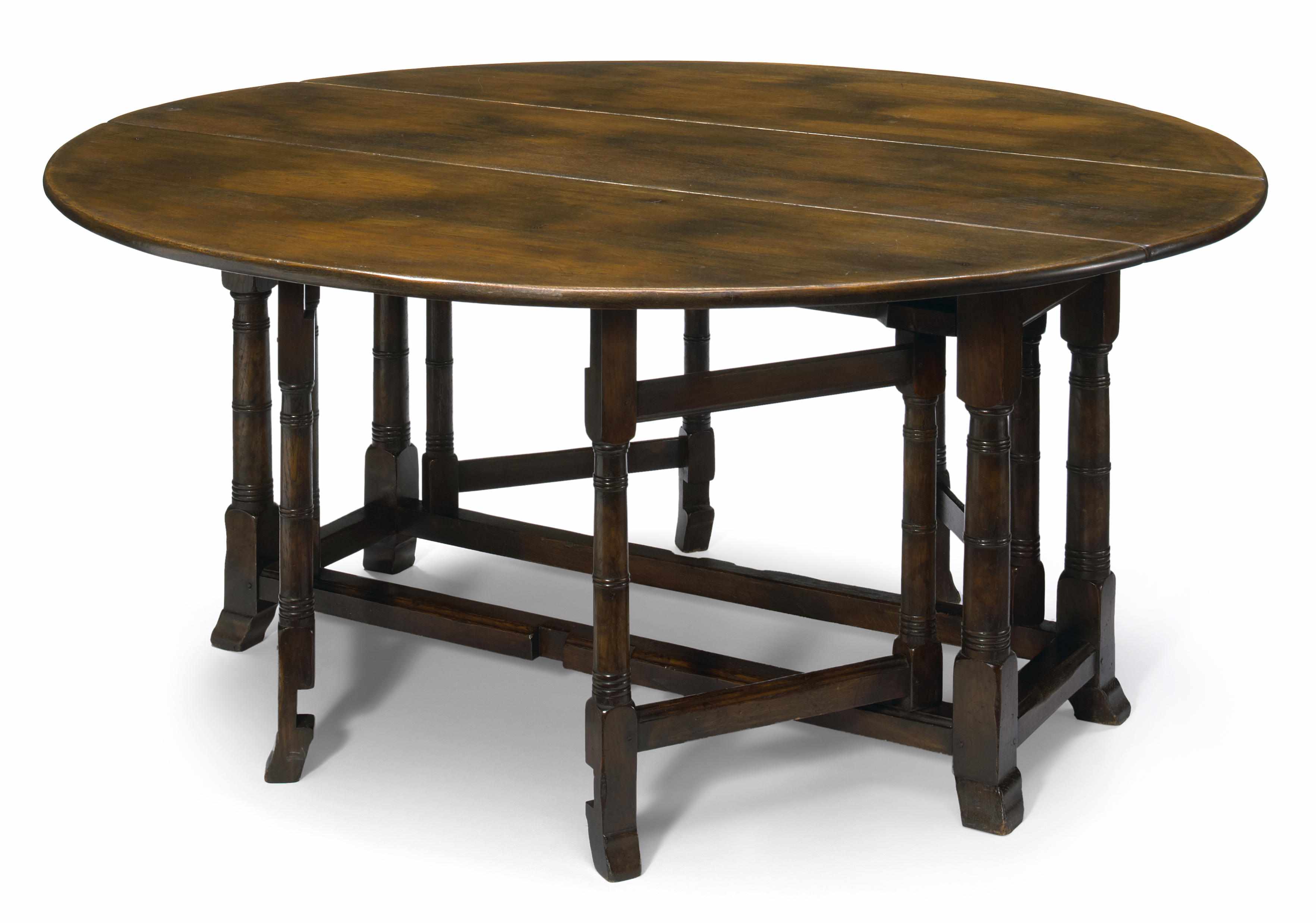 Appraisal: A William and Mary style large oak gateleg table height