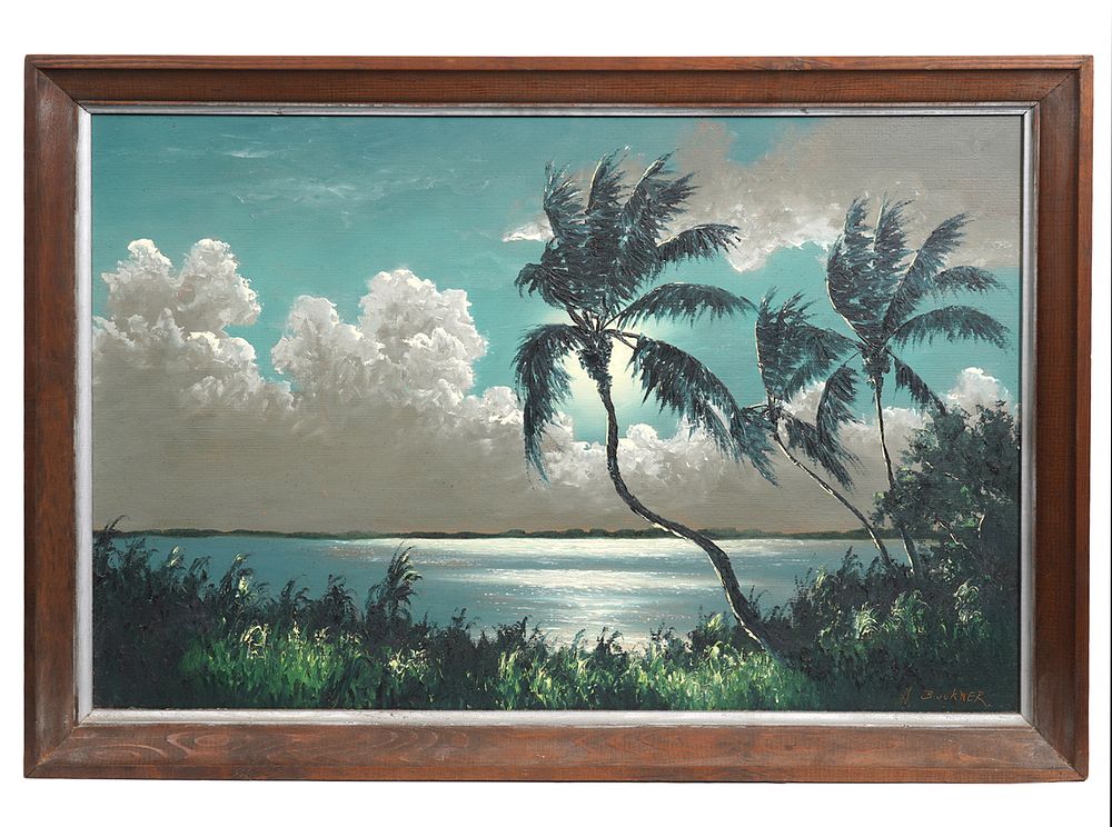 Appraisal: George Buckner Florida Highwaymen Oil Painting George Buckner American Florida