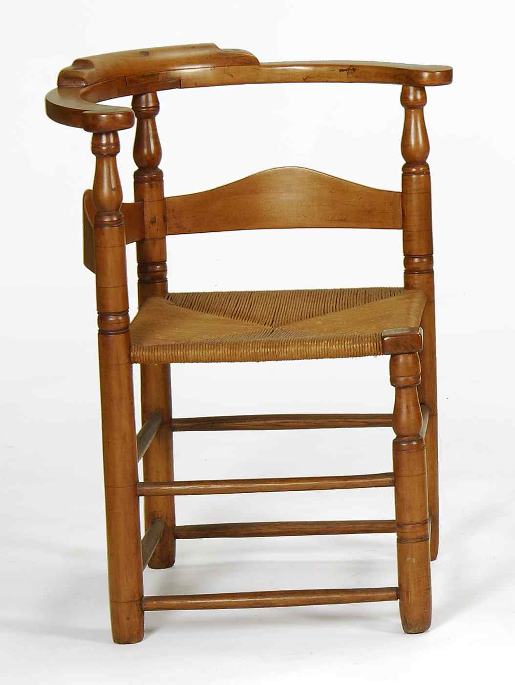 Appraisal: ANTIQUE AMERICAN RUSH-SEAT CORNER CHAIRCirca In cherry Height ''