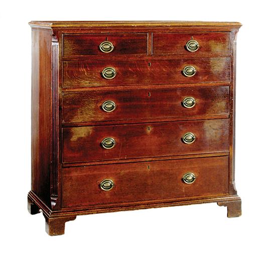 Appraisal: Georgian oak chest of drawers early th century molded rectangular