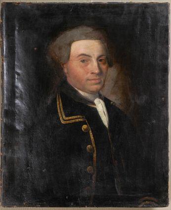 Appraisal: PORTRAIT OF A GENTLEMAN IN A GOLD-TRIMMED COAT Oil on