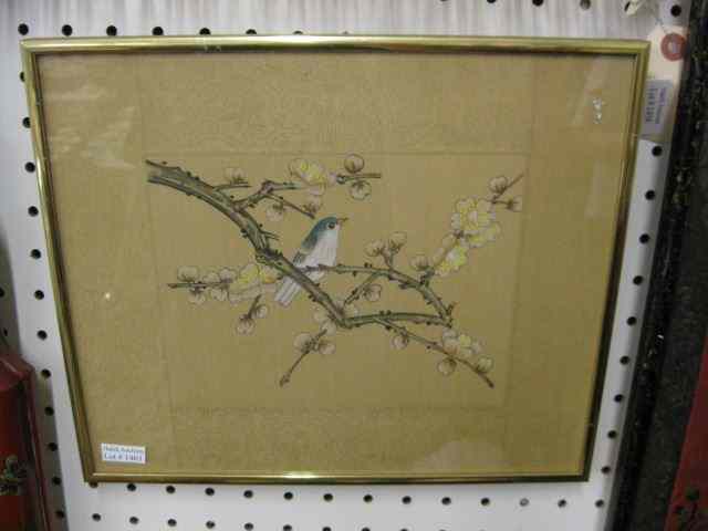 Appraisal: Chinese Painting on Silk bird foliage '' x '' excellent