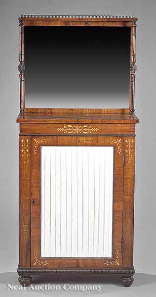 Appraisal: A Late Regency Rosewood and Marquetry Chiffonnier early th c