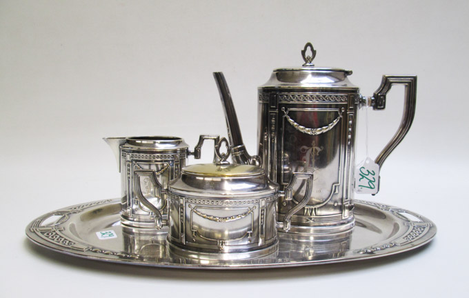 Appraisal: FOUR PIECE DANISH SILVER PLATED COFFEE SET c 's Art