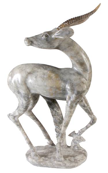 Appraisal: A carved polished hardstone model of an antelope repairs restorations