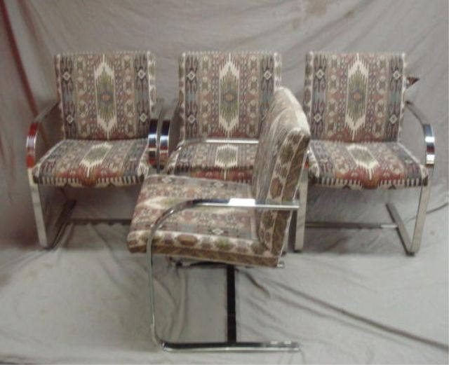 Appraisal: chrome mid century upholstered chairs Estimate -