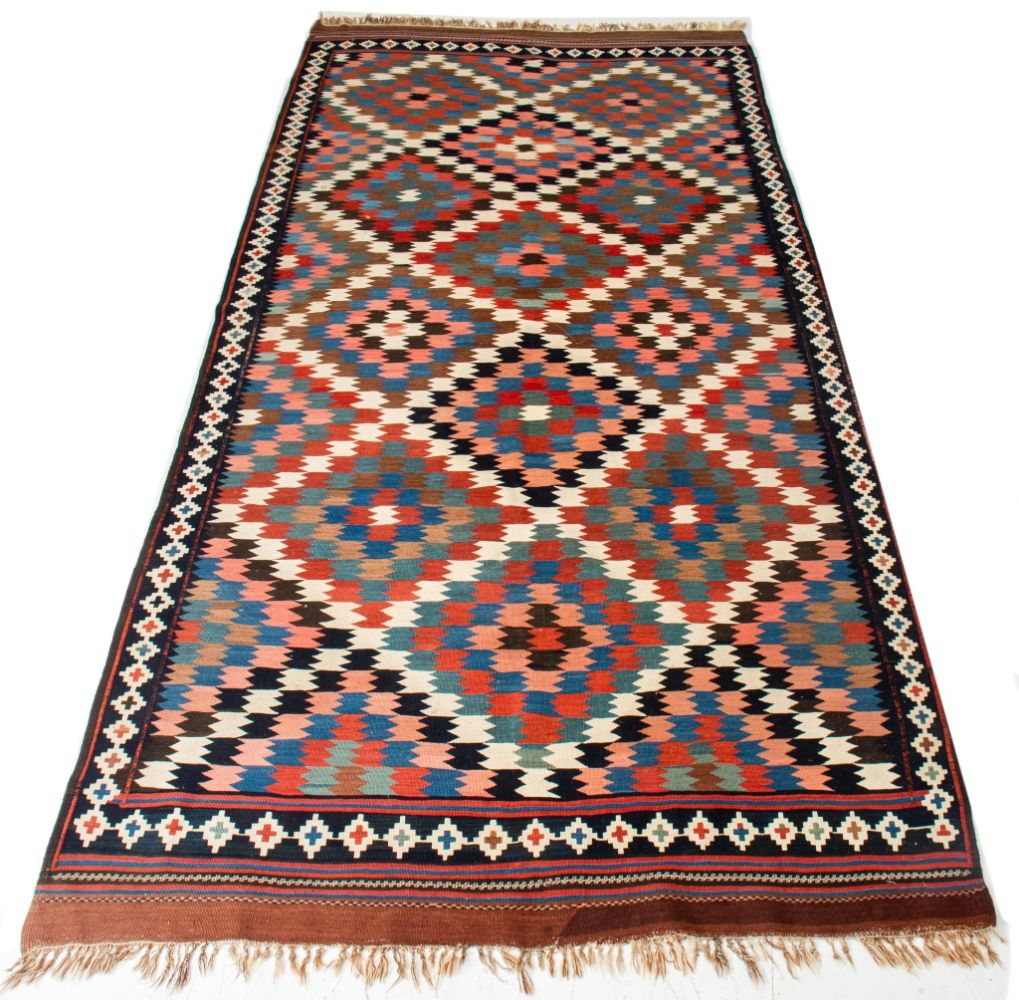 Appraisal: PERSIAN QASHAI KILIM GEOMETRIC RUG Persian Qashai Kilim rug with