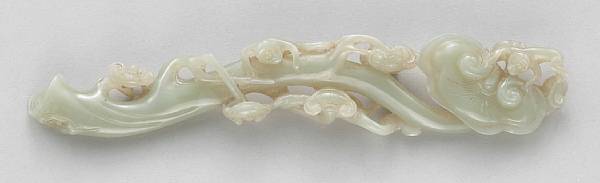 Appraisal: A carved nephrite ruyi scepter th th Century The celadon