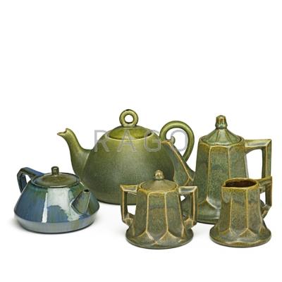 Appraisal: FULPER Five assorted tea-set pieces including three-piece Vasekraft tea set