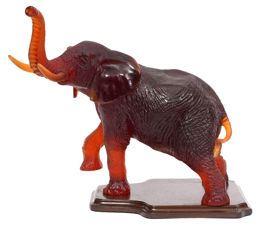 Appraisal: Daum France Crystal Pate de Verre Elephant Daum amber crystal