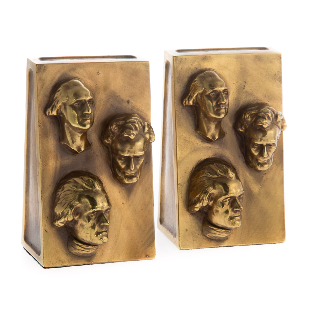 Appraisal: Marion Bronze Co presidential bookends second quarter- th century bronze