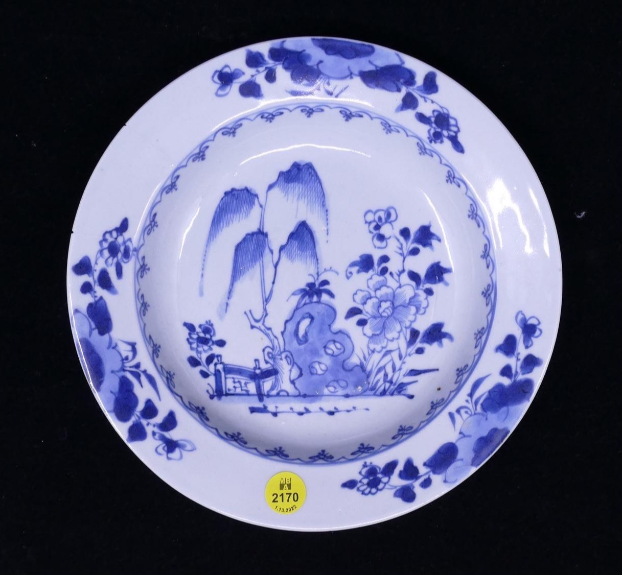 Appraisal: Nanking Cargo Shipwreck Chinese th Century B W Soup Plate