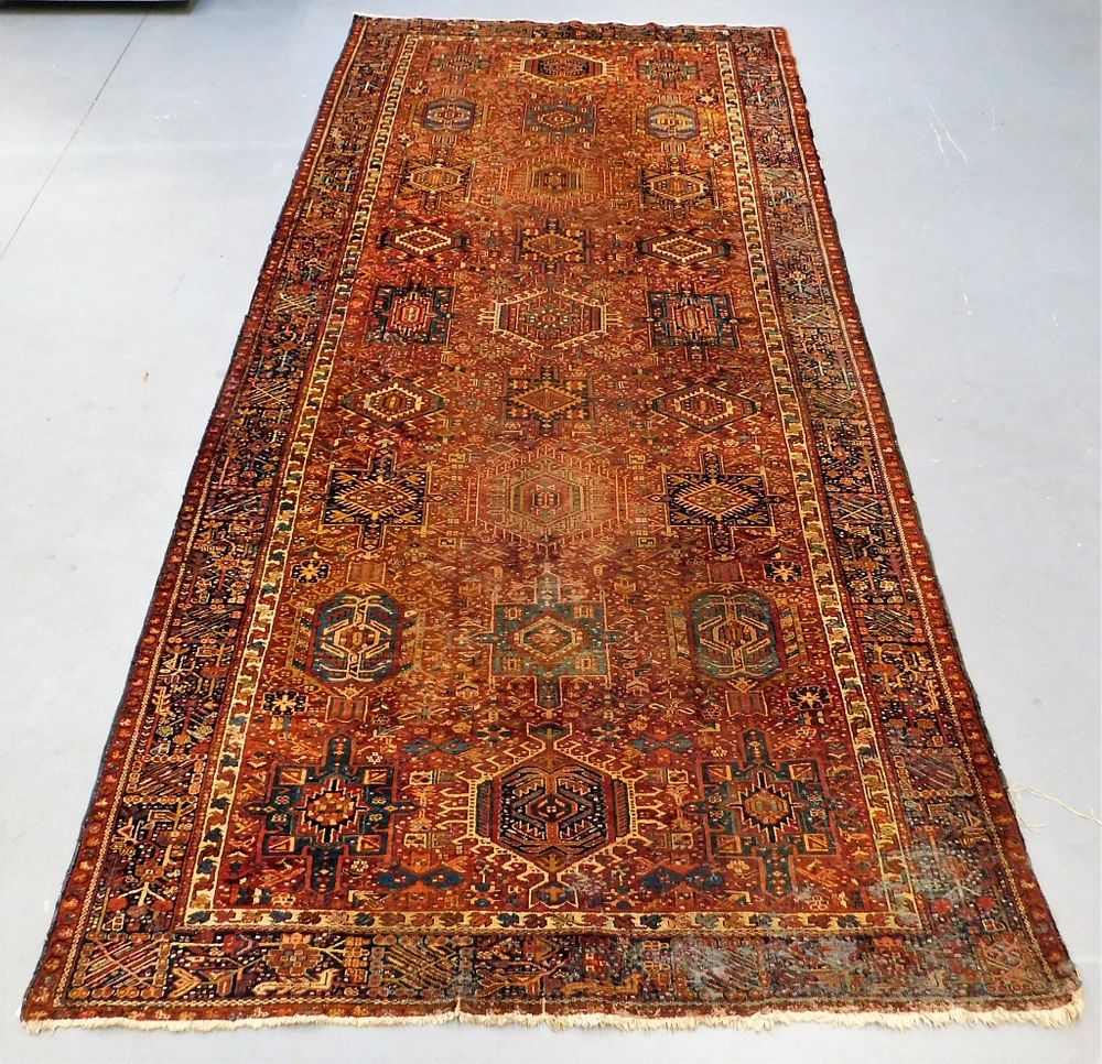 Appraisal: Antique Unusual Karaja Heriz Gallery Carpet Persia Early th Century