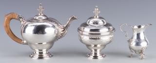 Appraisal: th c Sterling Tea Service Bullet Pot George III Sterling