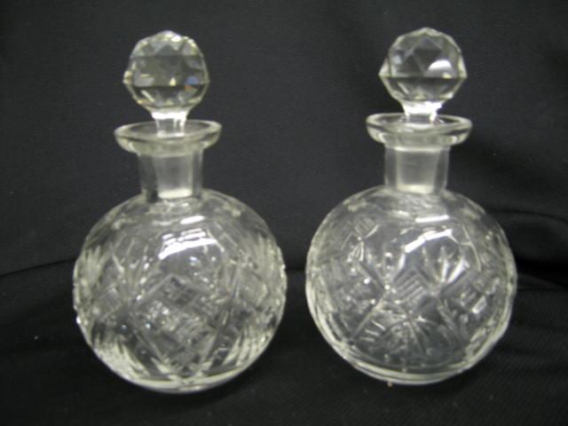 Appraisal: Pair of Cut Glass Cologne Bottles excellent