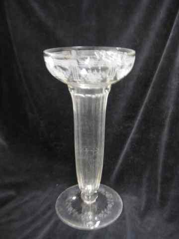 Appraisal: Sinclair Cut Engraved Glass Vase trumpet bowl style floral garland