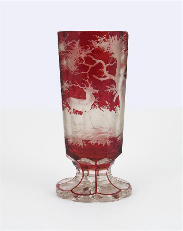 Appraisal: A Bohemian ruby-flashed octagonal vase