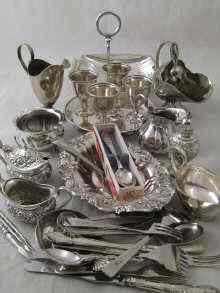 Appraisal: A quantity of silver plate including an egg cruet two