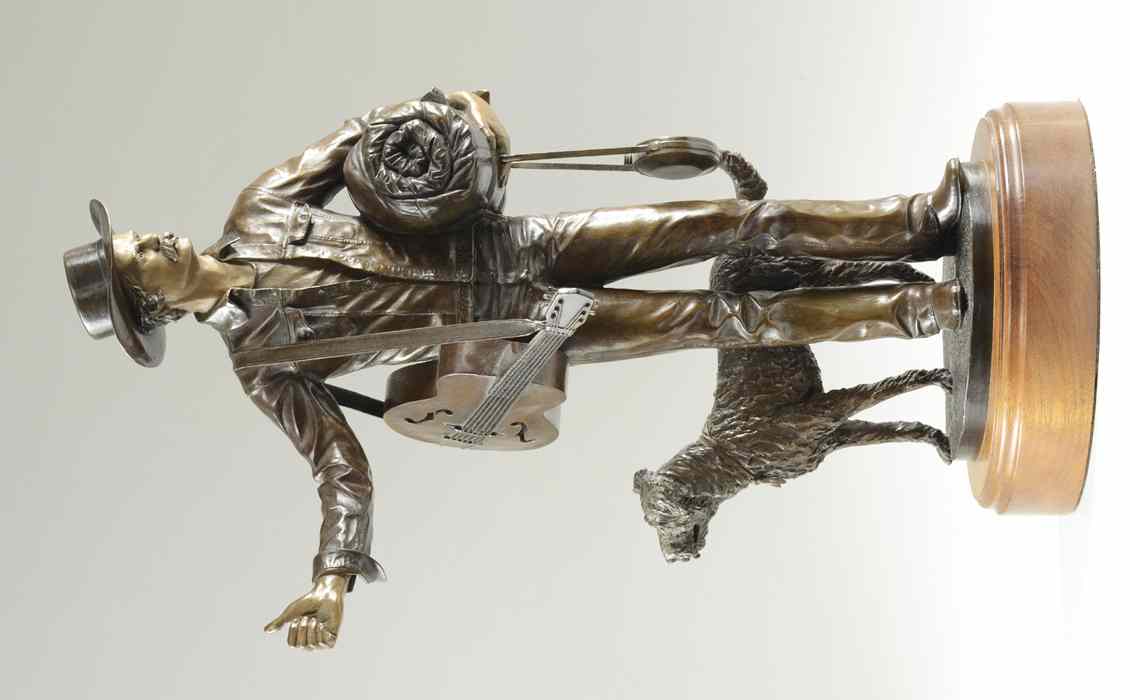 Appraisal: JIM HENDERSON BRONZE SCULPTURE American th century Man hitch hiking