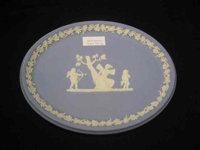 Appraisal: Wedgwood Blue Jasperware Oval Tray classical scene with cupid shooting