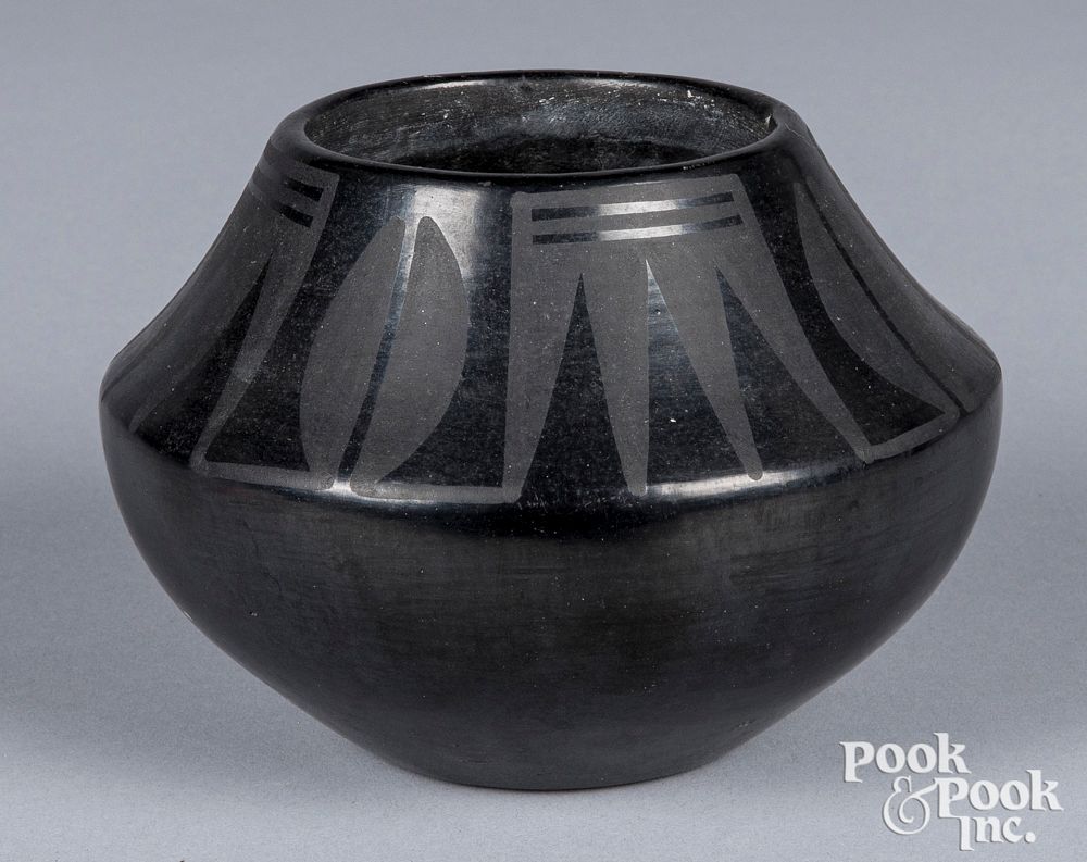 Appraisal: Maria Martinez San Ildefonso blackware olla Maria Martinez San Ildefonso