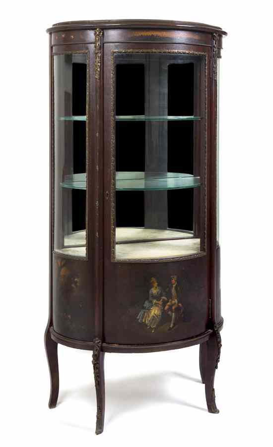 Appraisal: A Gilt Metal Mounted and Vernis Martin Decorated Vitrine having